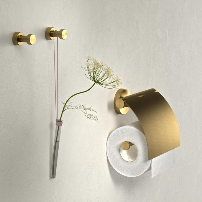 Geesa Nemox Brushed Gold 916508-07 toiletrolhouder met klep goud geborsteld