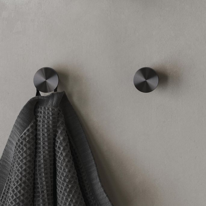 Geesa Opal Brushed Metal Black 917213-09 handdoekhaak klein zwart metaal geborsteld
