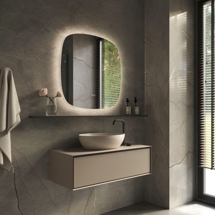 Phantom Mirrors Serie 006 006.100.100 Deens ovale LED spiegel, 100x100 cm met directe en indirecte led rondom