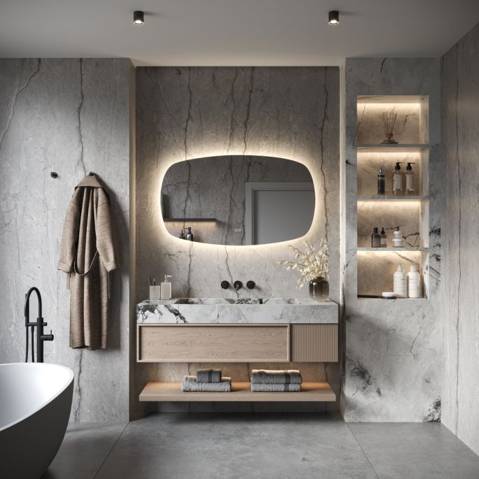 Phantom Mirrors Serie 007 007.160.78 Deens ovale LED spiegel, 160x74 cm met directe en indirecte led rondom