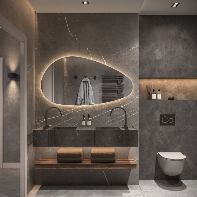 Phantom Mirrors Serie 010 010.140.75 organische LED spiegel, 140x75 cm met directe en indirecte led rondom