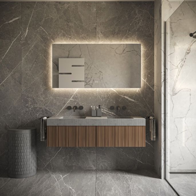 Phantom Mirrors Serie 001 001.140.70 rechthoekige LED spiegel, 140x70 cm met directe en indirecte led rondom