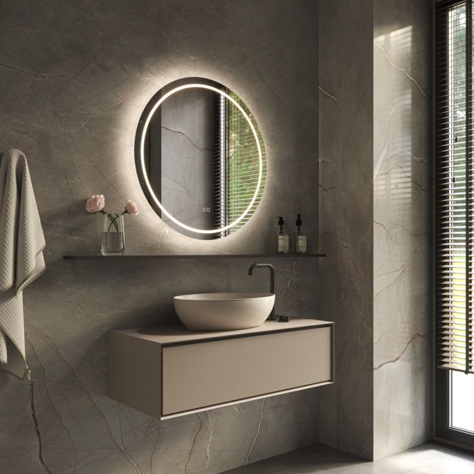 Phantom Mirrors Serie 002 002.80.80 ronde LED spiegel, 80 cm met directe en indirecte led rondom