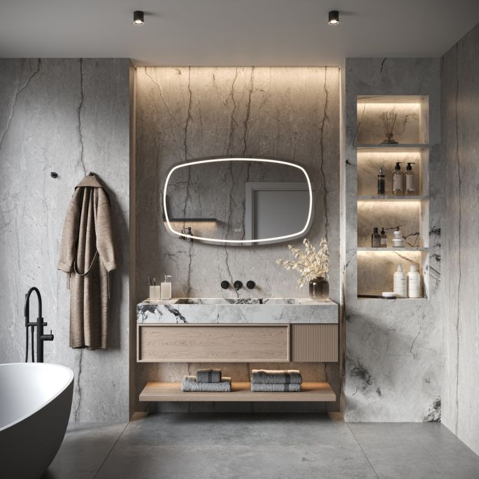 Phantom Mirrors Serie 007 007.160.78 Deens ovale LED spiegel, 160x74 cm met directe en indirecte led rondom