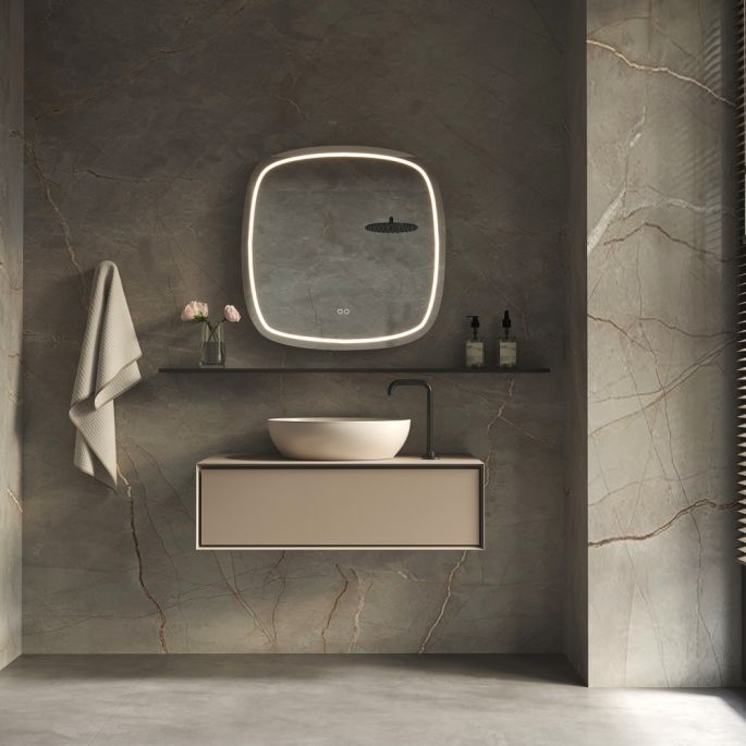 Phantom Mirrors Serie 006 006.100.100 Deens ovale LED spiegel, 100x100 cm met directe en indirecte led rondom