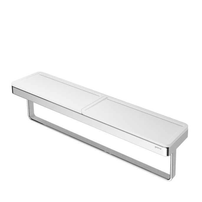 Geesa Frame 918853-02-420 handdoekrek met planchet chroom/ wit