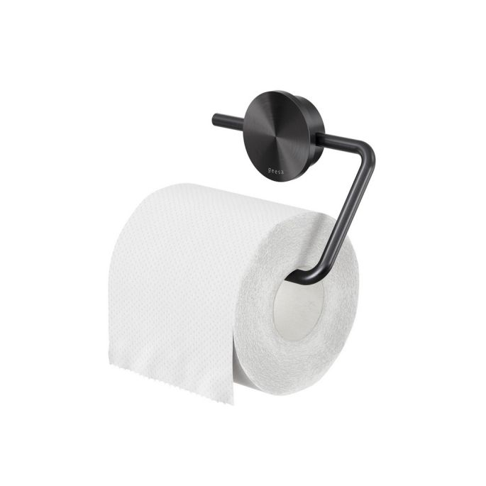 Geesa Opal Brushed Metal Black 917209-09 toiletrolhouder zonder klep zwart metaal geborsteld