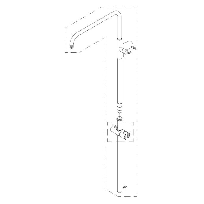 HSK E98506-2-41 douchestang met buis voor douchekop, glijstuk en aansluiting voor RS Softcube AquaSwitch showerset chroom