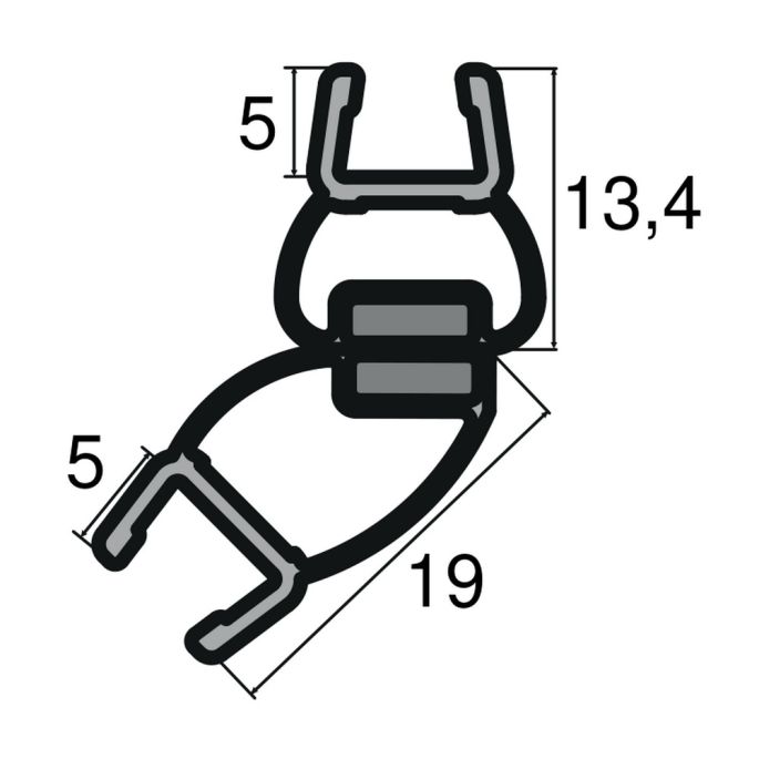 Huppe universeel 070272 set magneetlijsten 135° voor vijfhoek, 202,5cm / 8mm