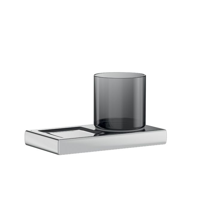 Inda Claire A7110ZNE04 bekerhouder met zeepschaal mat zwart/ fumé glas