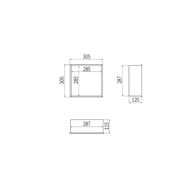 Inda MY Secret A80100TN inbouwnis 305x305mm mat titanio