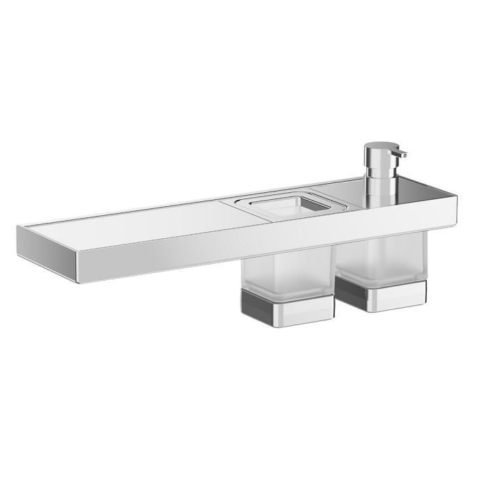 Inda Indissima A88K40CR21 wastafelset zeepdispenser glashouder en rek chroom/ gesatineerd glas