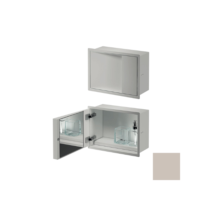 Inda MY Secret A80750AX inbouwnis met bekerhouder, zeepdispenser en spiegel 350x260mm mat avorio