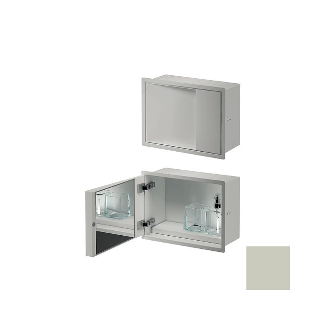 Inda MY Secret A80750CE inbouwnis met bekerhouder, zeepdispenser en spiegel 350x260mm mat cemento