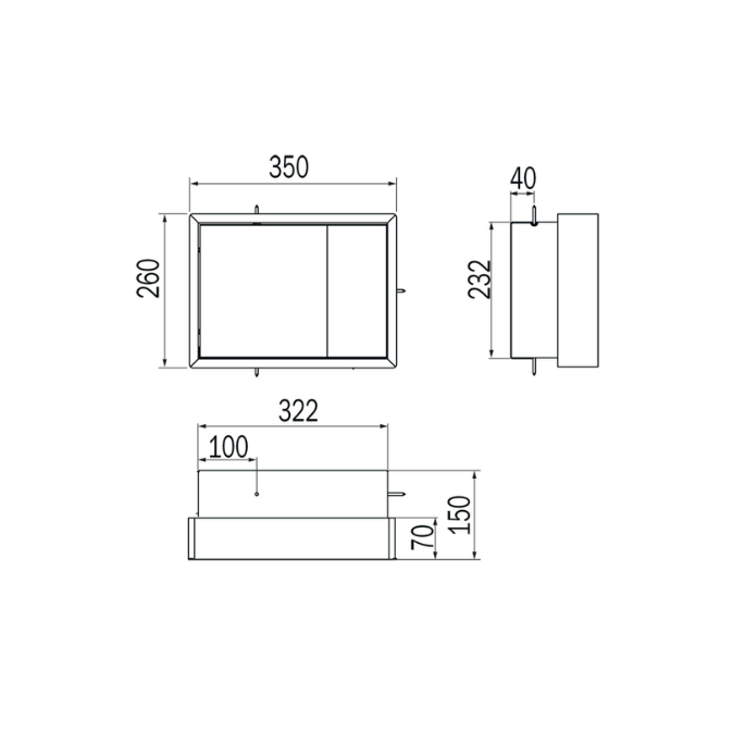 Inda MY Secret A80760NE inbouwnis met bekerhouder, zeepdispenser en spiegel 350x260mm mat zwart