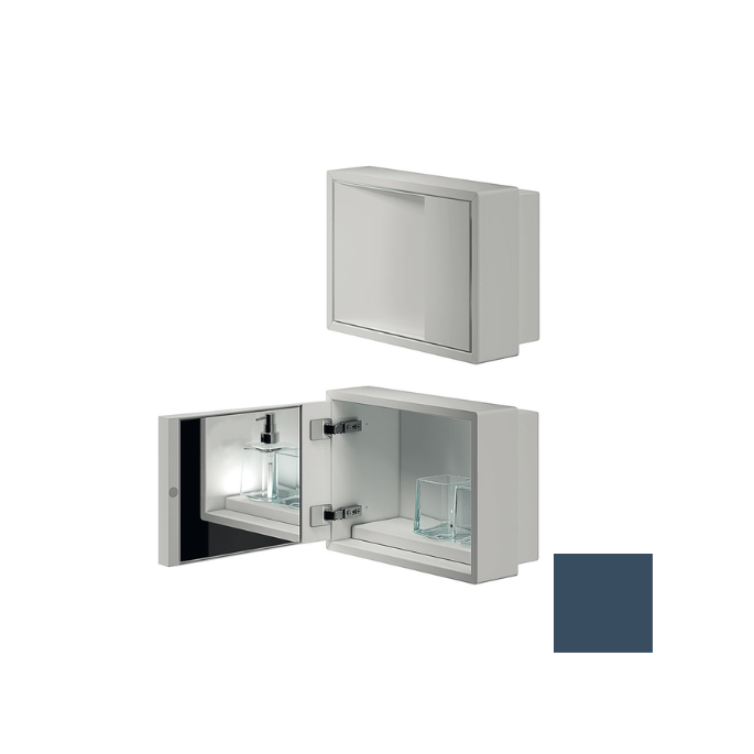 Inda MY Secret A80760BD inbouwnis met bekerhouder, zeepdispenser en spiegel 350x260mm mat blu denim