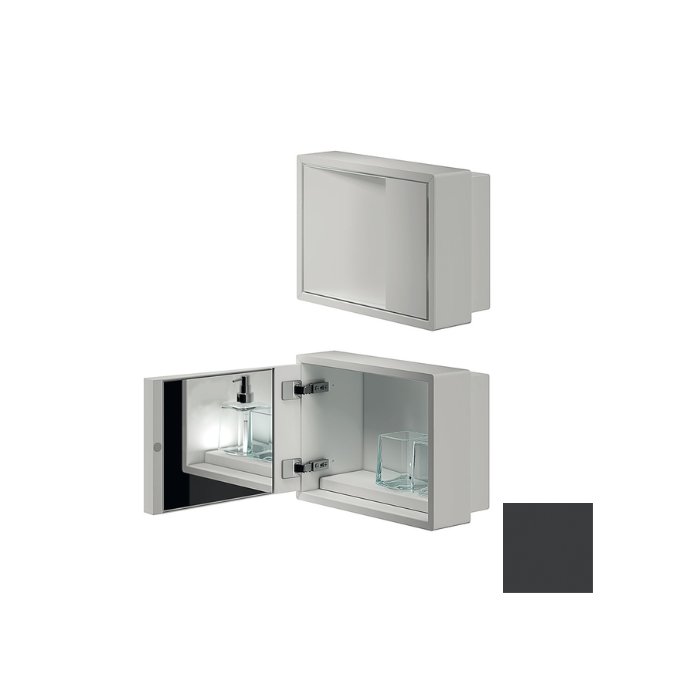 Inda MY Secret A80760GF inbouwnis met bekerhouder, zeepdispenser en spiegel 350x260mm mat grafite