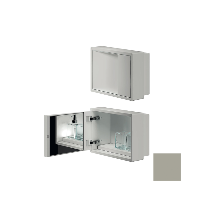 Inda MY Secret A80760ST inbouwnis met bekerhouder, zeepdispenser en spiegel 350x260mm mat seta