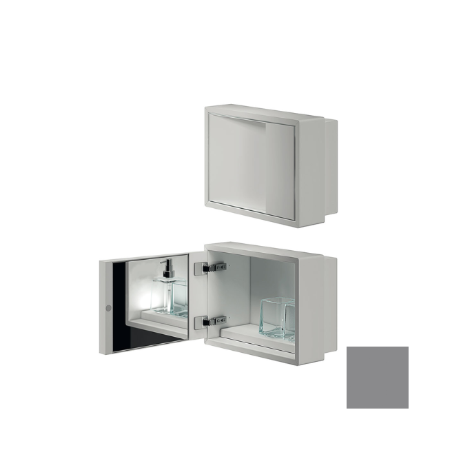 Inda MY Secret A80760TN inbouwnis met bekerhouder, zeepdispenser en spiegel 350x260mm mat titanio