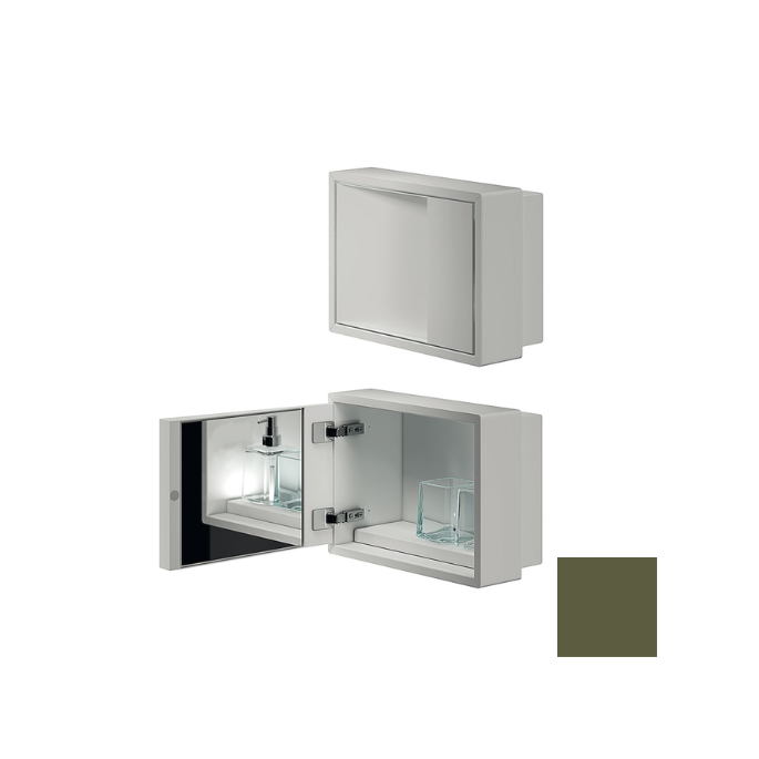 Inda MY Secret A80760VF inbouwnis met bekerhouder, zeepdispenser en spiegel 350x260mm mat verde felce