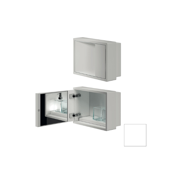 Inda MY Secret A80760WM inbouwnis met bekerhouder, zeepdispenser en spiegel 350x260mm mat wit