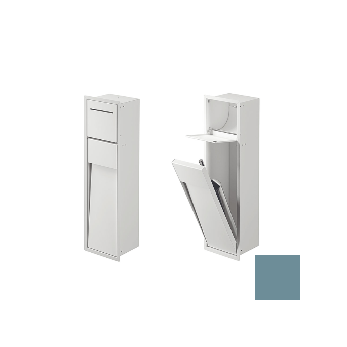 Inda MY Secret A8085AAQ inbouwnis met toiletrolhouder en toiletborstelgarnituur 190x660mm mat acquamarina