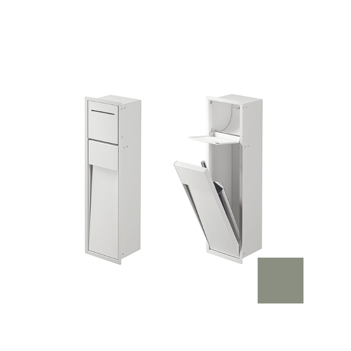 Inda MY Secret A8085AVV inbouwnis met toiletrolhouder en toiletborstelgarnituur 190x660mm mat verde salvia