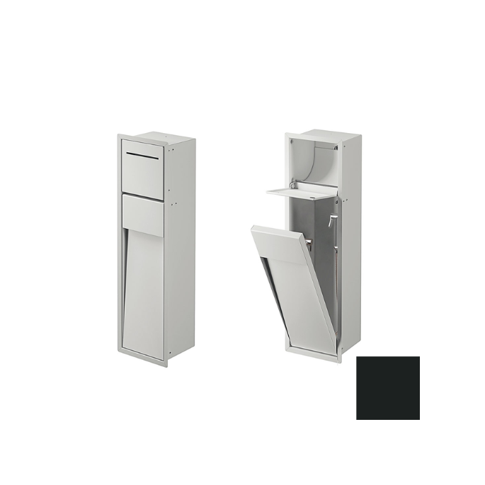 Inda MY Secret A8085BNE inbouwnis met toiletrolhouder en hygiënische douche190x660mm mat zwart