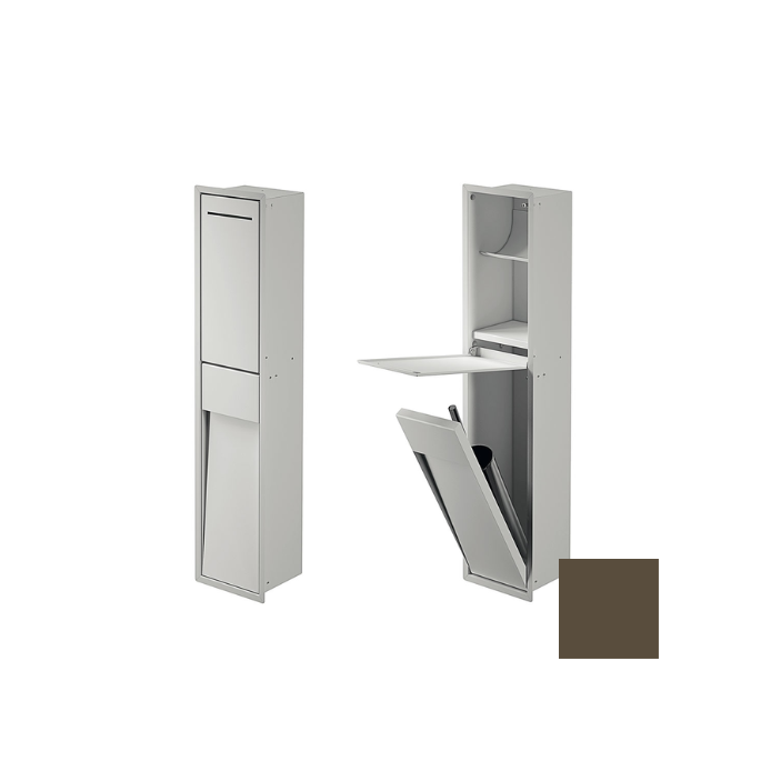 Inda MY Secret A8085CBN inbouwnis met toiletrolhouder en toiletborstelgarnituur 190x860mm mat bruno