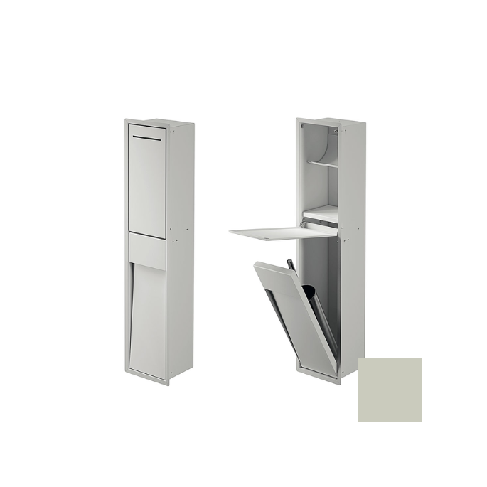 Inda MY Secret A8085CCE inbouwnis met toiletrolhouder en toiletborstelgarnituur 190x860mm mat cemento