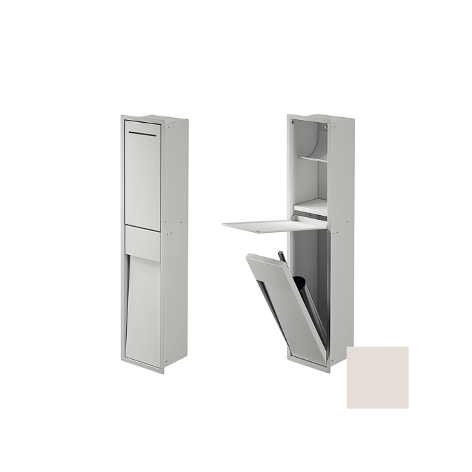 Inda MY Secret A8085CMP inbouwnis met toiletrolhouder en toiletborstelgarnituur 190x860mm mat perla