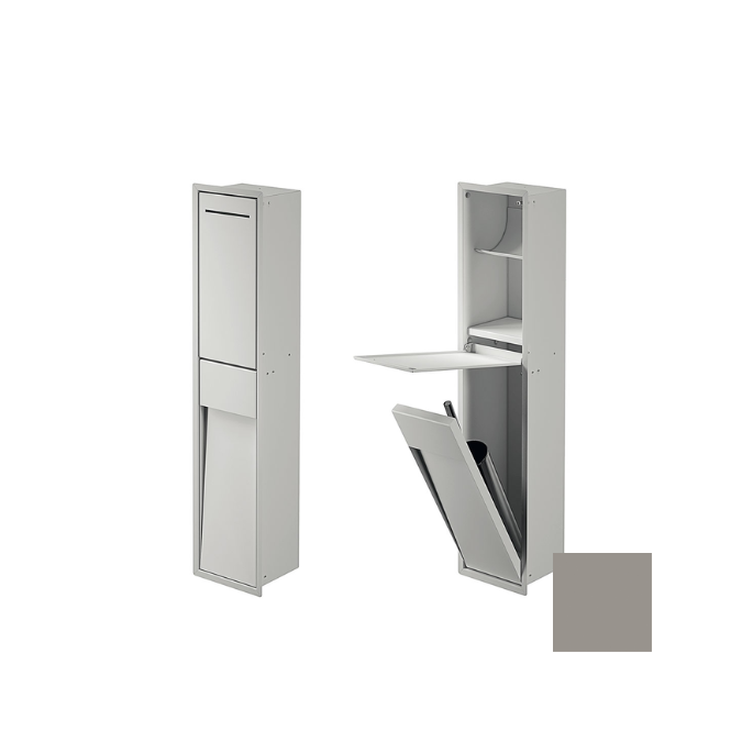 Inda MY Secret A8085CPT inbouwnis met toiletrolhouder en toiletborstelgarnituur 190x860mm mat platino