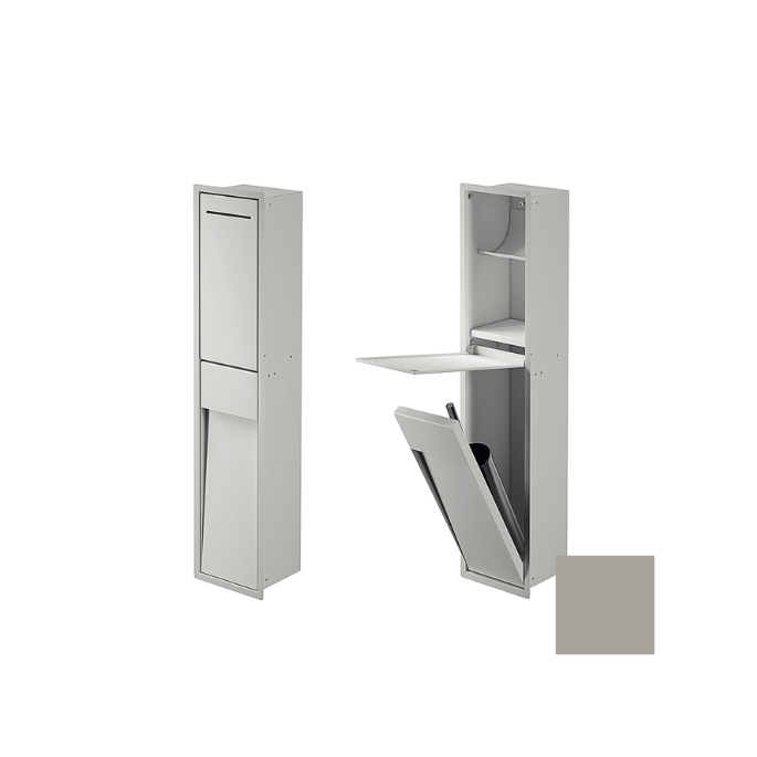 Inda MY Secret A8085CST inbouwnis met toiletrolhouder en toiletborstelgarnituur 190x860mm mat seta