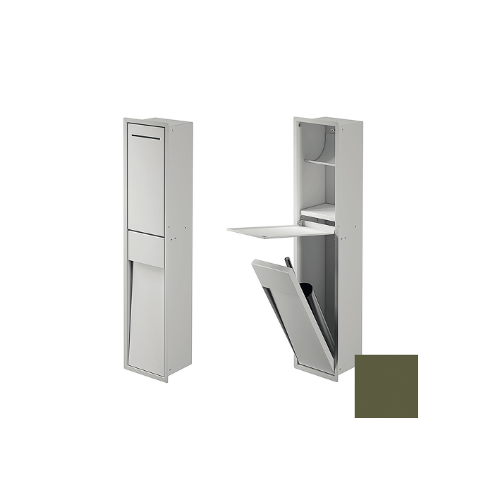 Inda MY Secret A8085CVF inbouwnis met toiletrolhouder en toiletborstelgarnituur 190x860mm mat verde felce