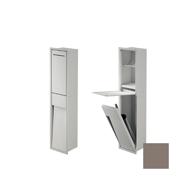 Inda MY Secret A8085CVN inbouwnis met toiletrolhouder en toiletborstelgarnituur 190x860mm mat avana