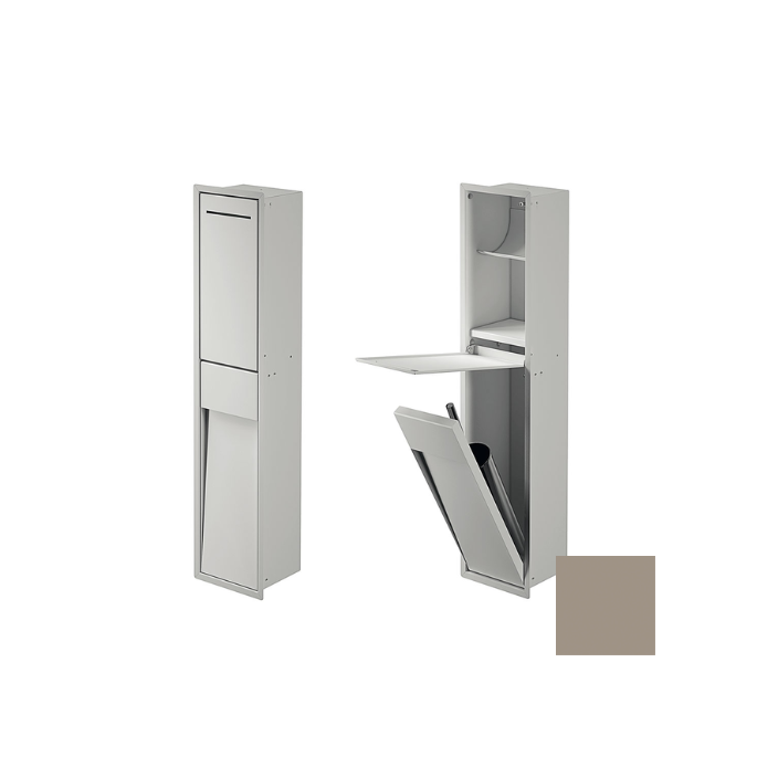 Inda MY Secret A8085CVS inbouwnis met toiletrolhouder en toiletborstelgarnituur 190x860mm mat visone