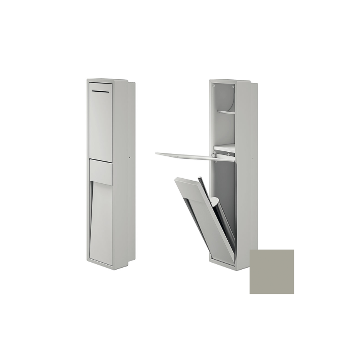 Inda MY Secret A8086CST inbouwnis met toiletrolhouder en toiletborstelgarnituur 190x860mm mat seta