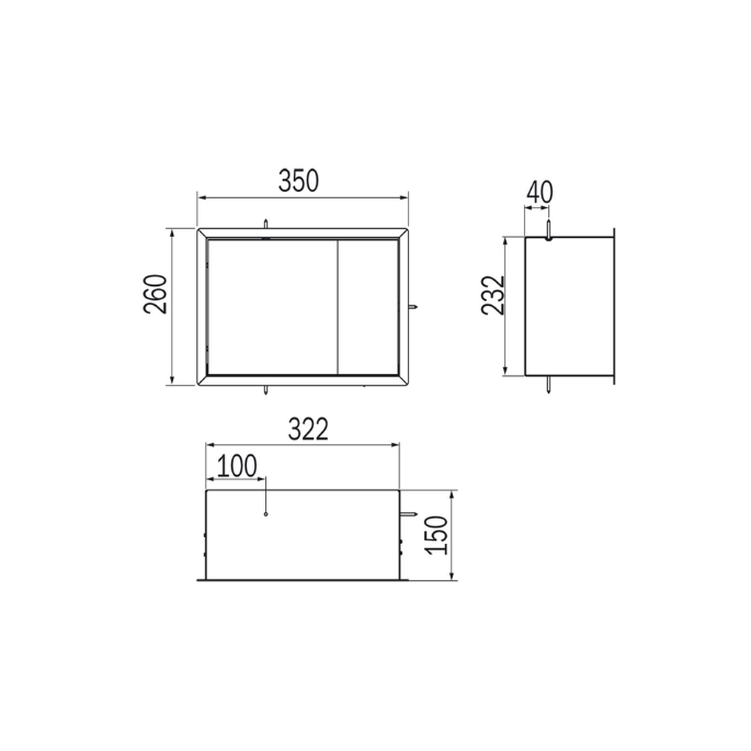 Inda MY Secret A80750AX inbouwnis met bekerhouder, zeepdispenser en spiegel 350x260mm mat avorio