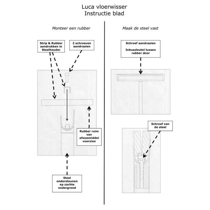 Luca 1003 reserve zwarte rubber t.b.v. vloerwisser *niet meer leverbaar*