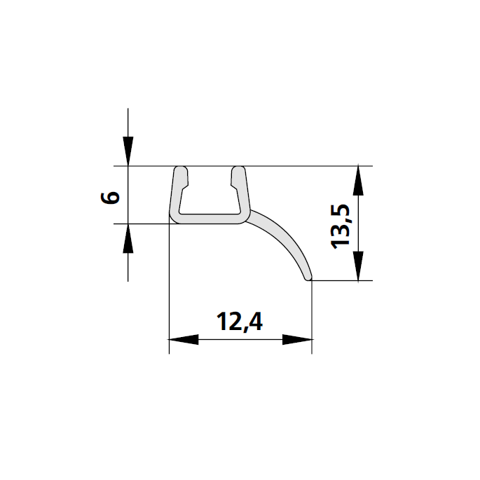 Kermi 2534100 glasafdichting verticaal 200cm