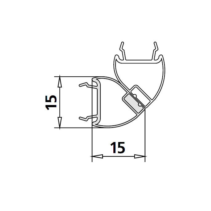 Kermi 6036440 magneetprofiel 90 graden links verticaal 200cm