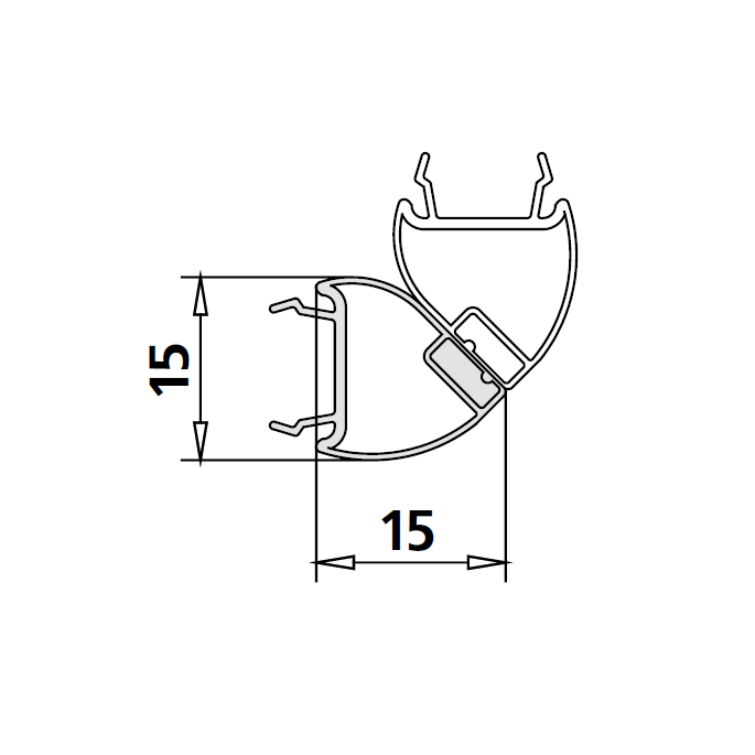 Kermi 6037521 magneetprofiel 90 graden links verticaal 200cm