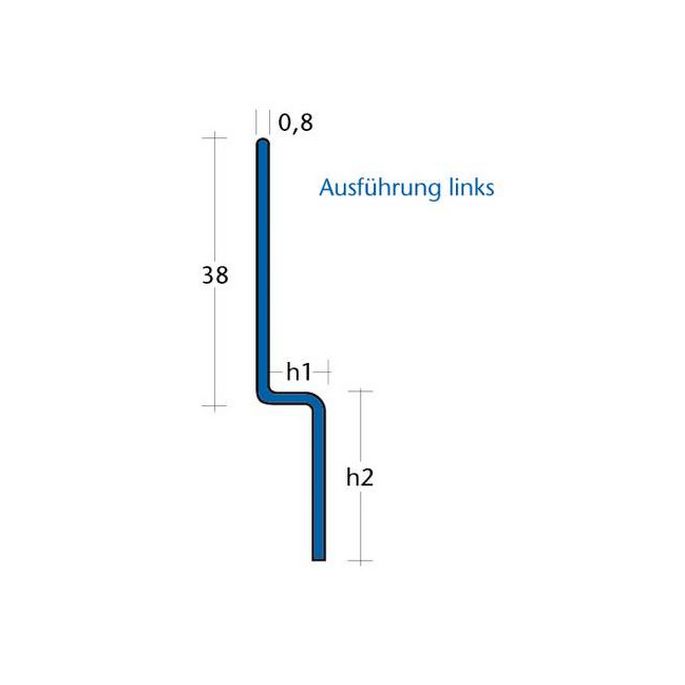 Blanke Aqua Keil Wand 846280B100L afsluitprofiel 1480x10x32mm links RVS geborsteld