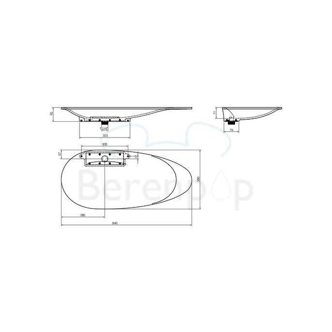 Clou First CL0227011 wastafel 84x38cm aluite wit