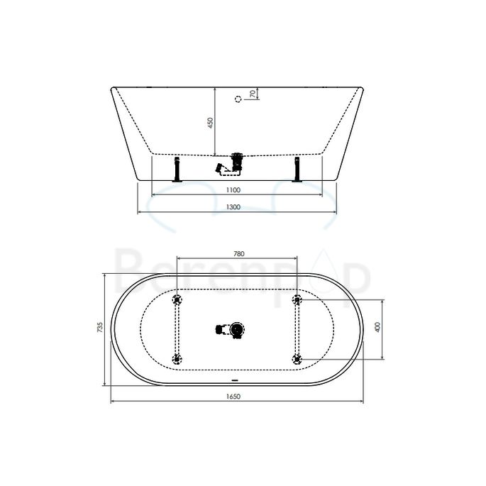 Clou InBe IB0540301 vrijstaand bad 165x73 acryl wit