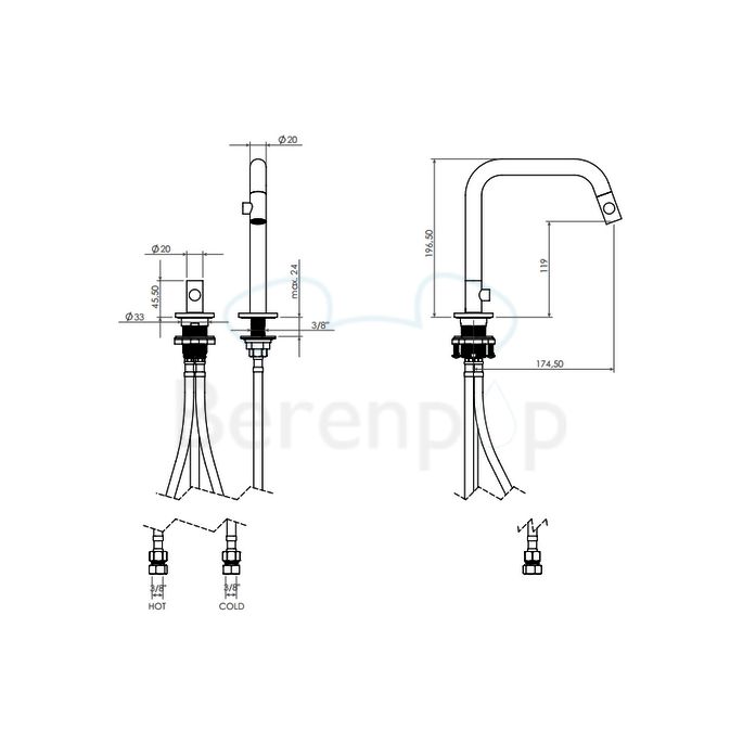 Clou Kaldur CL061500329L 2-gats mengkraan (linkse versie) chroom