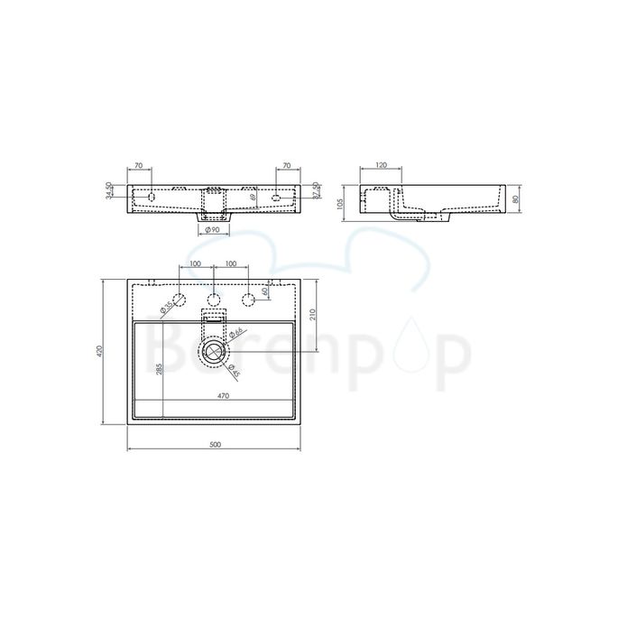 Clou Wash Me CL0201032 wastafel 70x42cm keramiek wit