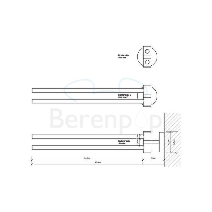 Decor Walther Basic 0531100 BA HTH2 2-lids handdoekhouder chroom