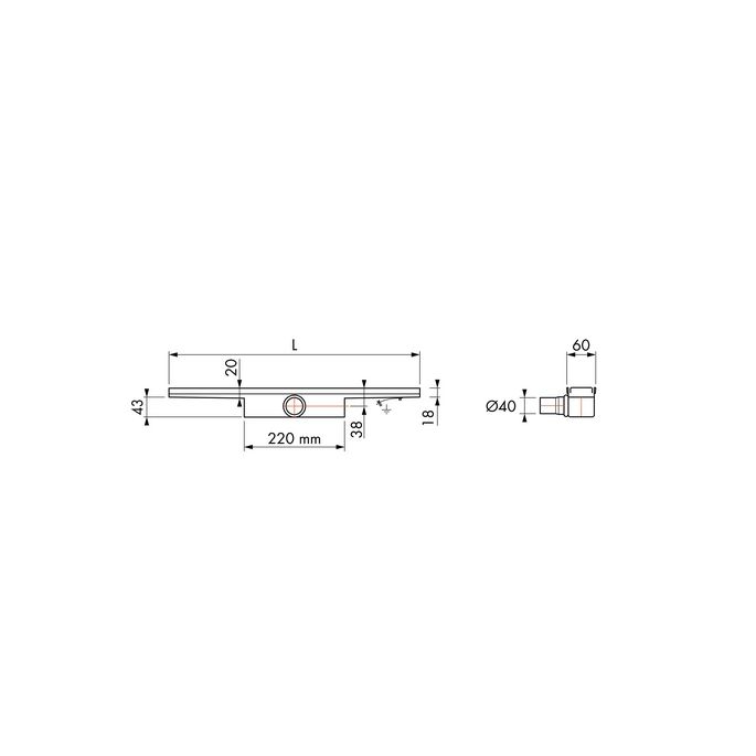 Easy Drain Compact 30 EDCOM120030 douchegoot 120cm zijuitloop