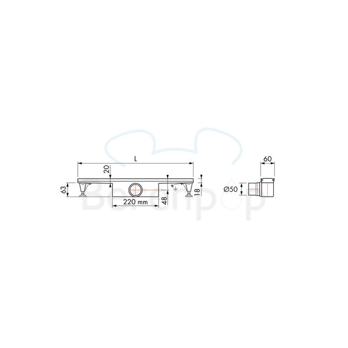 Easy Drain Compact 50 Zero EDCOMZ90050 douchegoot 90cm zijuitloop